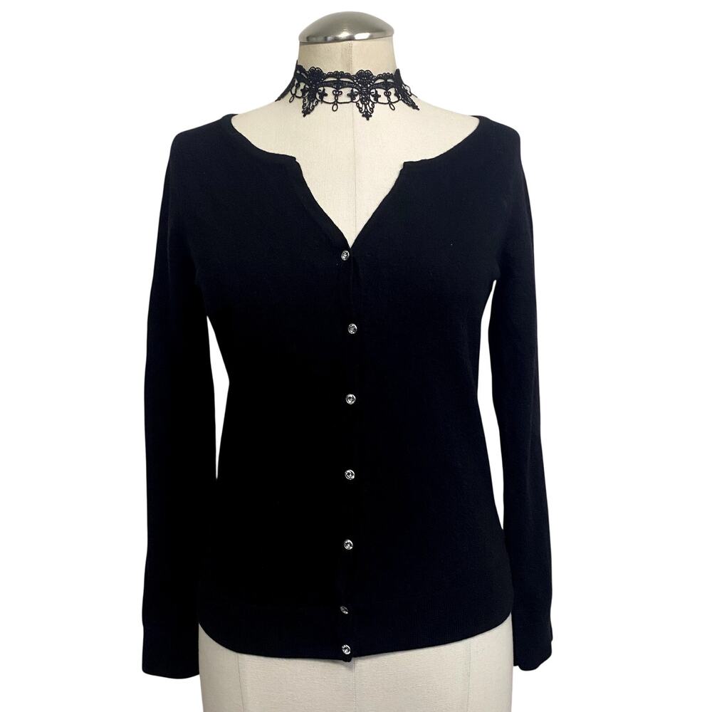 Vtg Y2K Talbots 100% Italian Merino Wool Cardigan Sweater Quiet Luxury Gothic